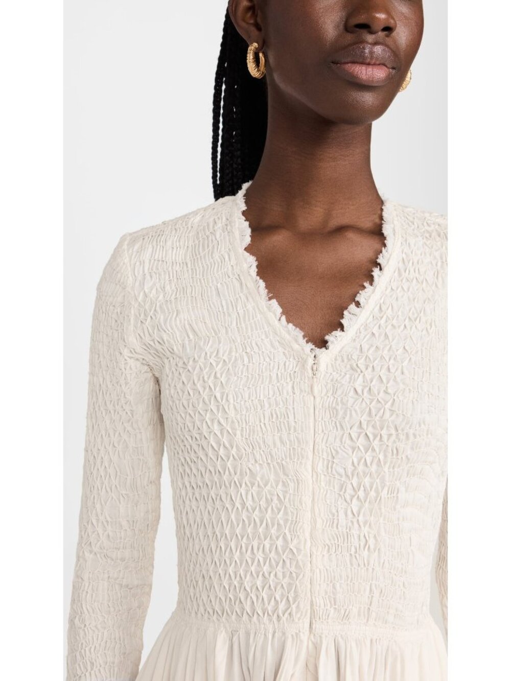 🆕SEA NEW YORK Casey Smocked Long Sleeve Midi Dress White 10 - Picture 10 of 16